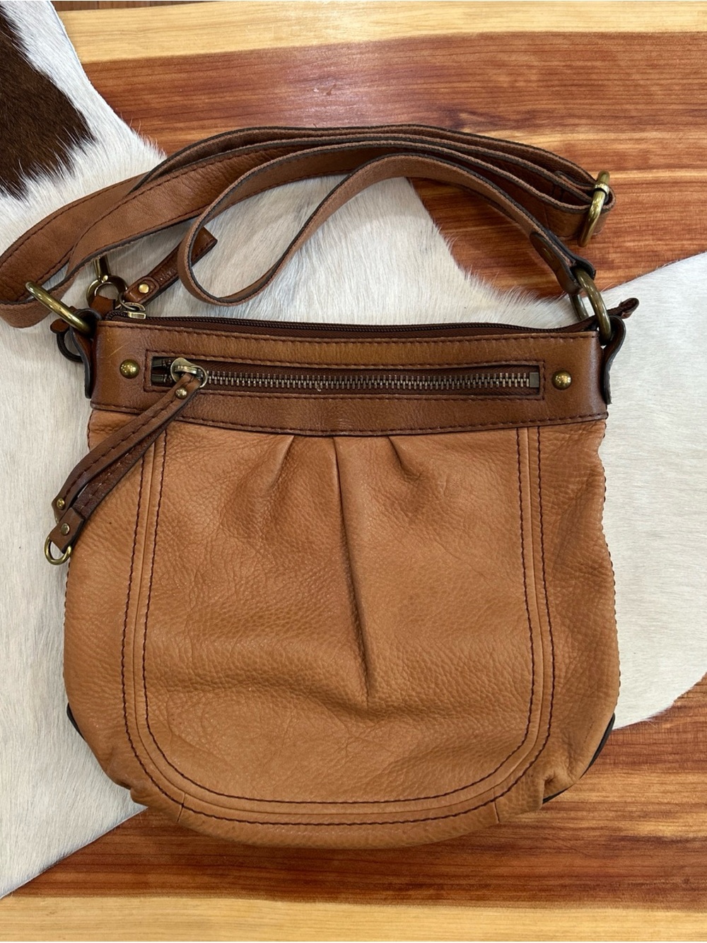 Fossil Crossbody Handbag Leather Women’s Adjustable Strap Brown